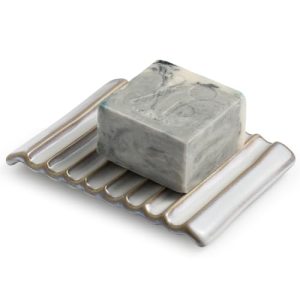 Self Draining Soap Dish, Soap Holder, Ceramic Bar Soap Dishes Soap Saver for Bathroom, Shower, Sink, Kitchen, Countertop