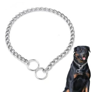 Silver Chain Dog Collar,Heavy Training Metal Dog Collar, Adjustable Necklace Martingale Dog Chain Collars Puppy Collars for XXS XS Small Medium Large