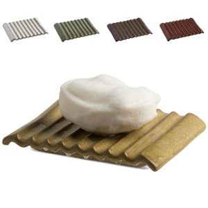 Soap Dish for Countertop with Self Drain, Ceramic Bar Soap Holder for Sink Japanese Soap Saver for Bathroom with Self Drain, Yellow Yellow Wave