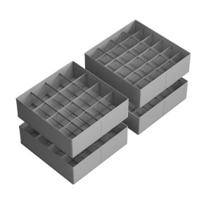 SONGMICS Set of 4 Underwear Organizers, Drawer Organizers, Dresser Closet Storage, 80 Cells (2x16+2x24), Foldable Dividers, 11.8 x 11.8 x 3.9 Inches,