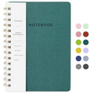 Spiral Notebook-5.75" x 8.125" College Ruled Journal with Inner Pockets and 160 Pages,PU Leather Cover Business Journal, Twin-Wire Binding Notebook Pe