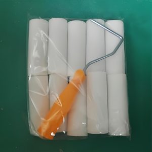 TEMU 10pcs 4-inch Sponge Roller Brush Set, 10 Sponge Heads, 1 Bracket, Water-based Paint Latex Paint Roller Brush, Paint Roller Brush, Embossed