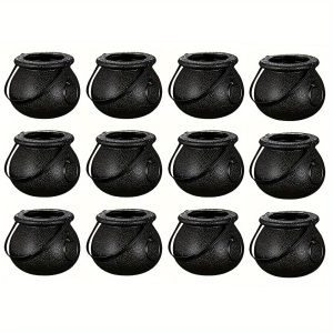 TEMU 12 Halloween Mini Decorative Bowls, Black Water Pot Halloween Decorative Bowls, Halloween Black Decorative Stand, Pot, Party Gift (non-food