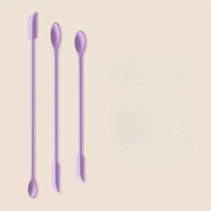 TEMU 1/3pc Mor Mini Silikon Spatula, Makyaj Spatula Küçük Spatula Kozmetikler Için, Yeniden Kullanılabilir Güzellik Spatula, Küçük Spatula Kavanoz