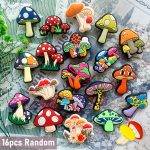 TEMU 16pcs Random Mushroom Series Shoe Charms, Mushrooms, Green Mushrooms, Mushroom Shoe Ornaments, Suitable For Clogs Diy Decoration, High Quality