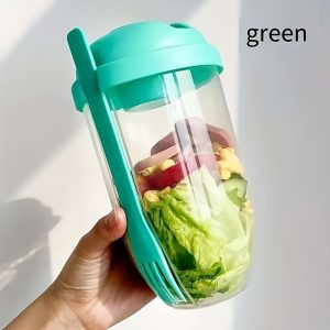 TEMU 1pc, Salad Cup, Salad Shaker, Plastic Container (with Fork), Salad Dressing Rack, Picnic Lunch Breakfast Salad Cup, Kitchen Supplies, Kitchen