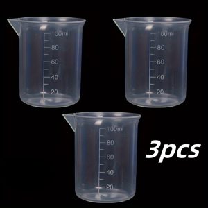TEMU 2/3pcs 3.38oz/100ml Measuring Cups, Pp Thickened Measuring Cups, Graduated Plastic Beakers, Liquid Measuring Cups Multi-functional Graduated