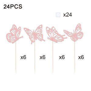 TEMU 24 Parça Kelebek Pasta Süsleme Seti, Parlak Pasta Dekorasyonu, Doğum Günü, , Sevgililer Günü Parti Pasta Süslemeleri, Pasta Dekorasyonları