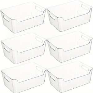TEMU 3/6/12pcs Plastic Storage Bins, Multi-use Organizer Bins, Pantry Organizer, Clear Storage Containers, Bins For Home & Kitchen