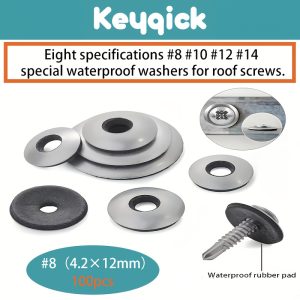 TEMU [50/80/100pcs Stainless Steel Roofing Screw Washers] 50/80/100pcs Stainless Steel Roofing Screw Washers With Rubber Sealing Washers, Sealing