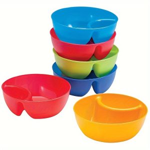 TEMU 6pcs Set Of Plastic Bowls, 6-color Unbreakable French Fry Bowls, Multifunctional Snack Bowls, Divider Bowls, Dipping Sauce Bowls, Vegetable