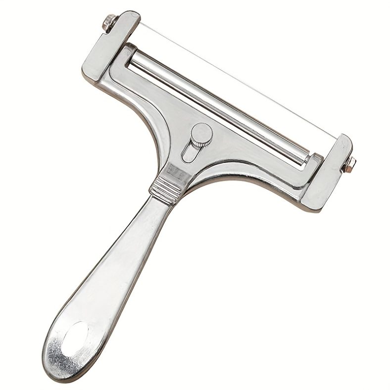 TEMU Adjustable Thickness Cheese Slicer – Durable Metal Blade, Manual Round Cheese Cutter For Even Slices, Ideal For Block Cheese, Home Kitchen Use,