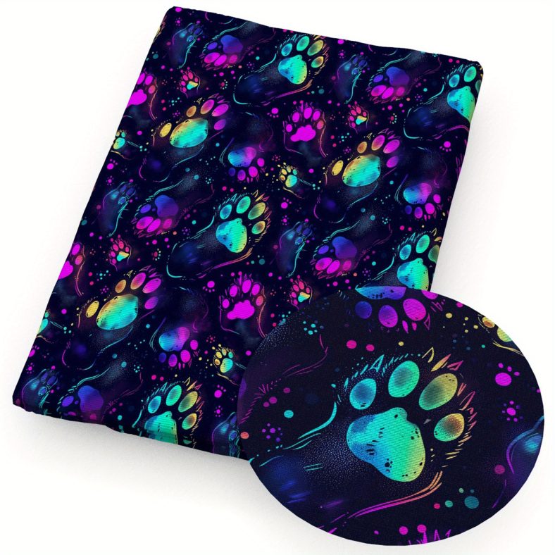 TEMU Footprint Paw Print Polyester Fabric – 19.68x57in, Diy Quilting & Sewing Projects, Hand Wash Only, Fabric For Quilting, Tomatoes Broccoli,