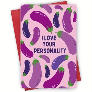 TEMU Hilarious Eggplant Valentine's Day Card - Husband Or Boyfriend, Funny Anniversary Love Note, Cartoon Design, Paper