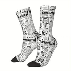 TEMU Old Newspaper Sock Printed Man Polyester