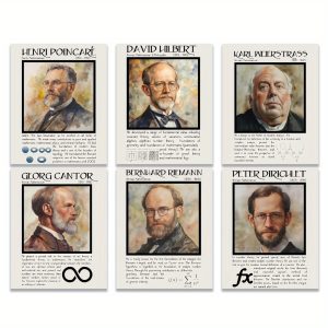 TEMU Print Painting, 6pcs Mathematicians Posters - Famous Math History Figures With Biographies & , 8x10 Inch Unframed Educational Wall Art For High
