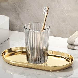 TEMU Single, Multiple, Casual Transparent Striped Mouthwash Cup, Bathroom Water Cup, Light Luxury Mouthwash Cup, Suitable For Home, Couples, Student