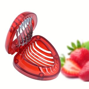 TEMU Stainless Steel Manual Strawberry Slicer - Suitable For Berries, Cherries, | No Electricity Needed, Easy To Clean, Smoothies, Desserts &
