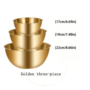 TEMU Stainless Steel Mixing Bowls, Large Mixing Bowl Cooking Bowls Baking Bowls Silvery Bowls For Kitchen Deep Bowl(golden)