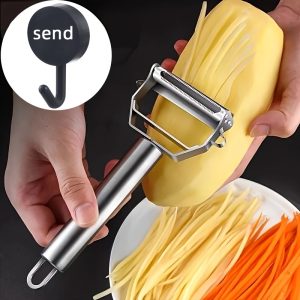 TEMU Stainless Steel Multifunctional Fruit & Vegetable Peeler - Cutter, Slicer, & Scraper For Potatoes, Carrots, - Ergonomic Kitchen Tool For
