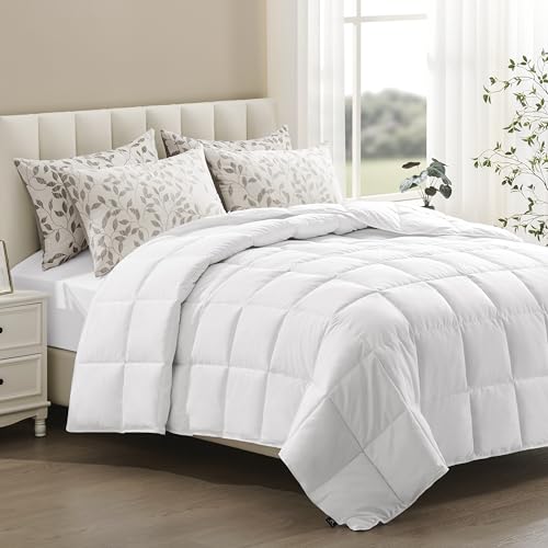 ACCURATEX Lightweight Duvet Insert Queen Size - Summer Bedding Comforter - 250GSM Filled Thin Duvet - Soft & Breathable, Quilted Comforters with 8 Tab