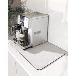 AMOAMI Coffee Mat – Hide Stain, Rubber Backed, Absorbent Dish Drying Mat for Kitchen Counter – Fits Under Coffee Maker & Machine, Dish Rack LIGHT GREY