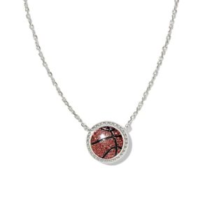 Basketball Pendant Necklace Sterling Silver Basketball Stuff Chain Basketball Accessories Jewelry Stackable Necklace for Teens, Jewelry for Player Bas