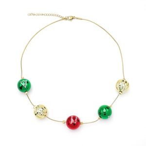 Christmas Necklace Red Green Gold Beaded Xmas Jewelry Xmas Choker Necklace Holiday Party Necklace Jewelry for Women Trendy 1