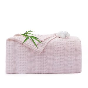 Cooling Waffle Blanket Twin Size - Lightweight Breathable Bed Blankets of 50% Rayon Derived from Bamboo for Hot Sleepers, Decorative Blanket for Summe