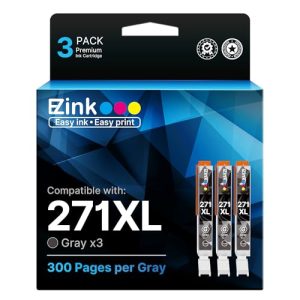 E-Z Ink Compatible Ink Cartridge Replacement for Canon CLI-271XL CLI 271 XL Compatible with PIXMA TS8020 TS9020 MG7720 Printer (Gray, 3 Pack)