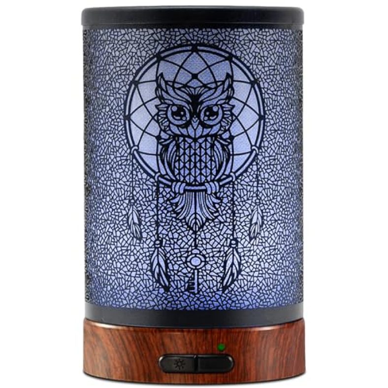 EQUSUPRO Essential Oil Diffuser 150ml Metal Aromatherapy Oil Diffuser Ultrasonic Cool Mist Diffuser with Auto Shut-Off Protection,7 Colors Changed LED