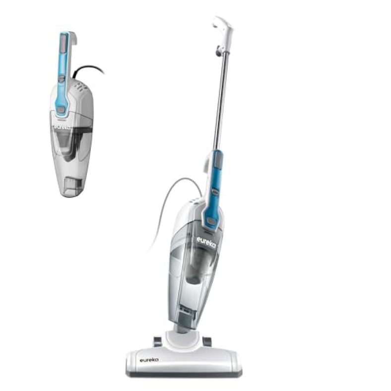 Eureka Corded Stick Vacuum Cleaner for Home Pet Hair, Lightweight Stick Vacuum Cleaner with Powerful Suction for Carpet Tile and Hard Floor, Aqua Blue