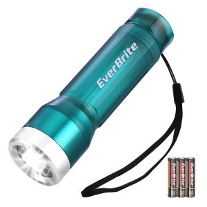 EverBrite Mini Flashlight, LED Flash Light with 3 Modes, 3 AAA Batteries Included, Water-Resistant Small Flashlight for Emergencies and Camping, Blue,