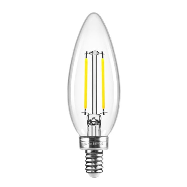 Hizashi Candelabra LED Light Bulbs 40 Watt Equivalent, E12 Base Chandelier Light Bulbs 5000K Daylight White, Dimmable LED Candelabra Bulbs, B10, 90+CR