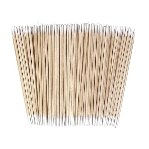 Pointed Cotton Swabs - 4 Inch Microblading Cotton Buds with Wooden Sticks - Precition Tip Cotton Swabs for Makeup Touch-ups - Tattoo Permanent Supplie