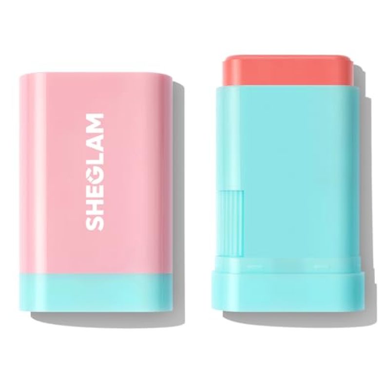 SHEGLAM Glass Glow Blush Stick Cream for Cheek and Lip, Waterproof Hydrating Tinted Solid Moisturizer Blendable Natural Grow Nude Face Blush Makeup-St