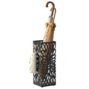SONGMICS Umbrella Stand, Umbrella Holder for Entryway, Steel Square Umbrella Rack Organizer Freestanding, for Canes Walking Sticks, with a Detachable