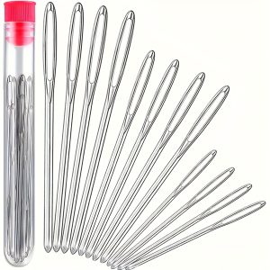 TEMU 12pcs Large Eye Blunt Needles, Stainless Steel Yarn Knitting Needles Sewing Needles Wool Needles Handmade Knitting Needles Sewing Needles For
