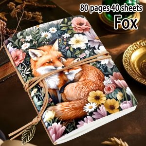 TEMU 1pc/4pcs,a5,80pages, Retro Forest Animal Sketchbook, Fox Sketchbook, Travel Sketchbook, Bound With Labels And Bandages, Blank Marker Notebook,