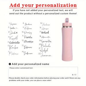 TEMU 1pc Personalized Water Bottle, Custom Name Insulated Water Bottle, Water Bottle With Straw, Gym Water Bottle, Bike Water Bottle, Personalized