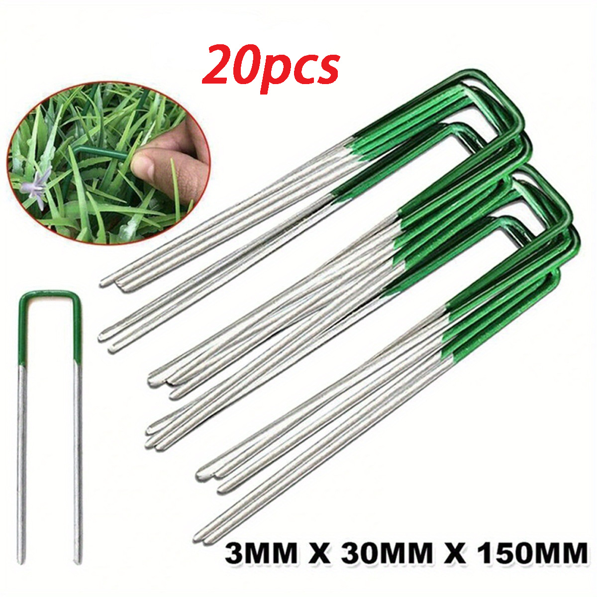TEMU 20pcs Fabric Galvanised Staples Garden Turf Pins Securing Pegs U Artificial Grass