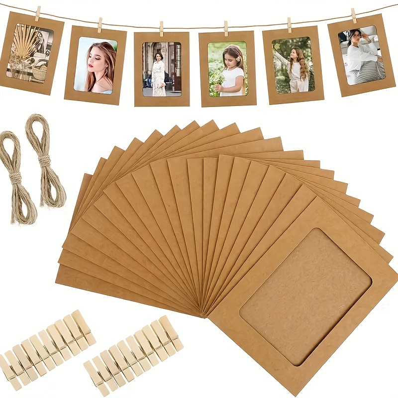 TEMU 20pcs Of Creative Paper Photo Frame, Diy Material, Photo Cardboard, Frame, Photo Wall, Combination, 6 Inch Simple Paper Photo Frame