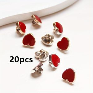 TEMU 20pcs/pack 1.3cm Plastic Oil-dot Heart Buttons Suitable For Shirts, Cardigans, Sweaters, Clothing, Shoes And Bags, Hand-sewn Decorative Buttons