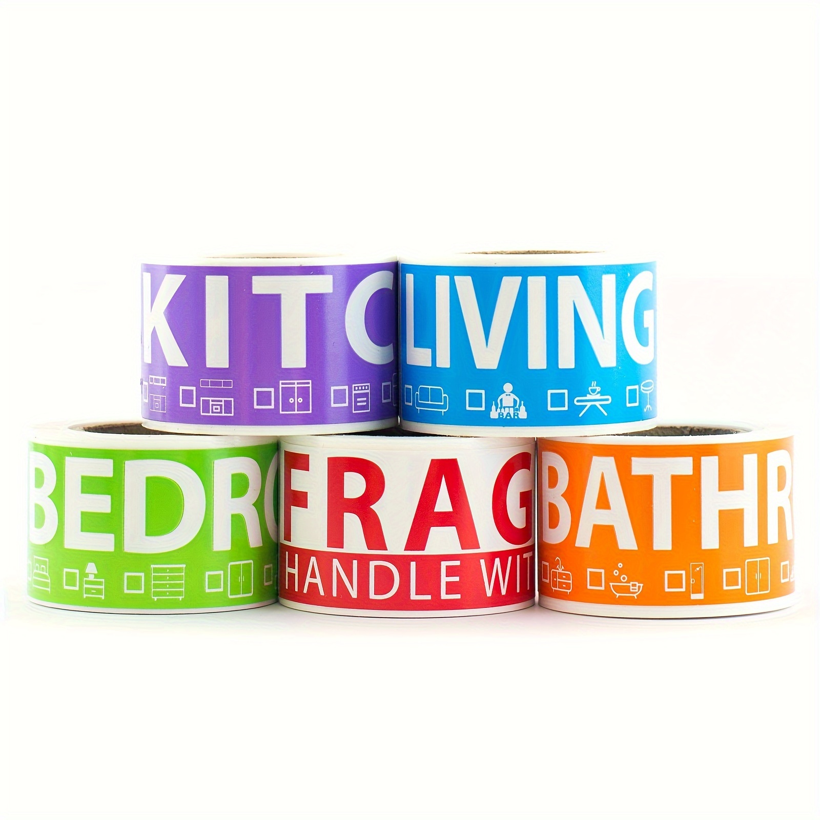 TEMU 250pcs Single Bedroom House Moving Labels. -coded Label Rolls, 50pcs Per Roll. Used For Moving Boxes, Moving Supplies, Wardrobe Boxes, Apartment