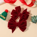 TEMU 2pcs Velvet Solid- Bow Hair Clips, Festival Ponytail Pair Hair Clips, Hair Accessories,ladies’ And Teenagers’ Hair Accessories