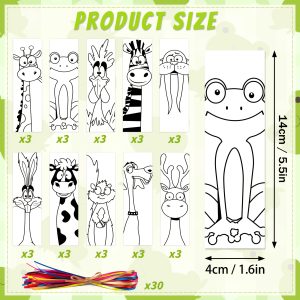 TEMU 30pcs Funny Animal Coloring Bookmarks, Humor Cartoon Reading Page Markers, Creative Diy Book Labeling Decor, 10 Styles Coloring Paper Book Page