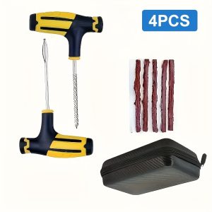 TEMU 4pcs Heavy-duty Tire Repair Kit | Universal Plug Set For Car/motorcycle/ | Emergency Roadside Tool With Non-slip Handle | Compact Storage Design