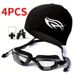 TEMU 4pcs Swimming Gear, Men’s And Women’s Swim Goggles Set, Adjustable Swim Goggles, Swim , Nose Clip, And Earplugs Swim Accessories. Ideal For