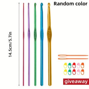 TEMU 5pcs 9pcs Colored Aluminum Crochet Hook High-grade Metal Crochet Hook Household Handmade Knitting Line Thick Crochet Hook Full Set Of Crochet