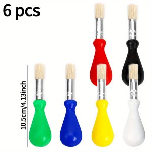 TEMU 6pcs Artist Paint Brushes With Easy To Hold Handles Grip, Round Paint Brushes For Painting Crafts Paint Brushes Diy, Arts & Crafts Paint Brushes